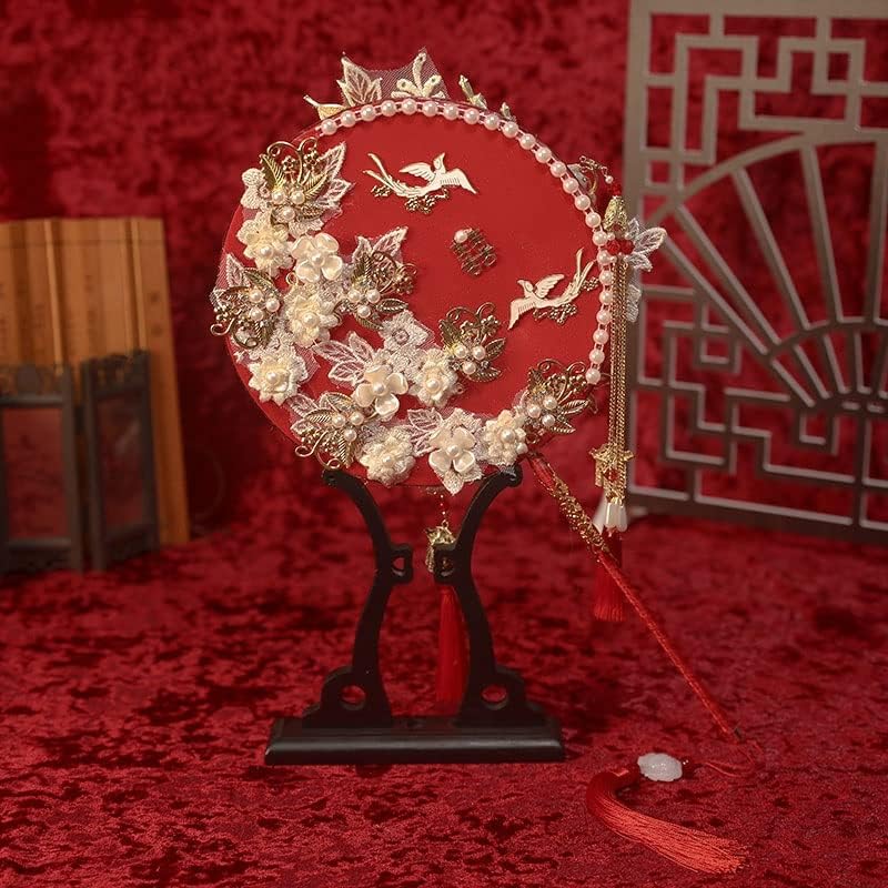 ZSQHD Vintage Kineski dekativne vjenčane obožavatelji Tradicionalni obožavatelji Hand Red Tassel Hollow Bride obožavatelji vjenčanja