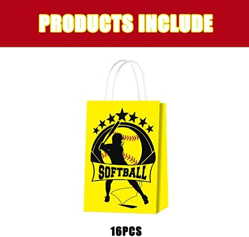 ; 16pcs softball torbe za zabavu poklon vrećice za slatkiše kraft papir za rođendanske tematske ukrase