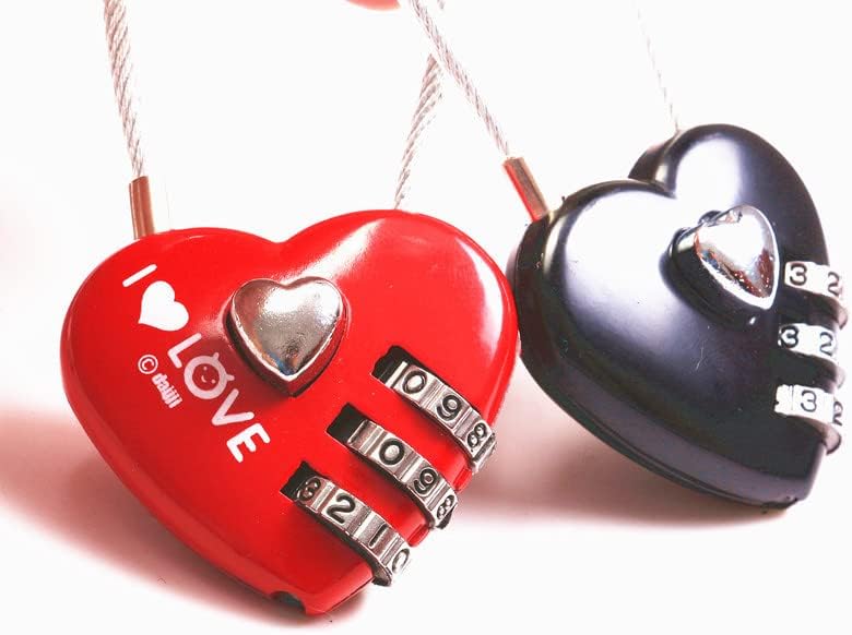 3 PCS ružičastim srčanim zalogajem Mali metal u obliku srca Mini Code Lock, žičana konop 3-znamenkasti kombinacija koda kombinacija
