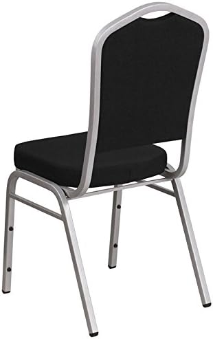 Banketna stolica od 4 do četiri serije s krunskim naslonom u crnoj tkanini-srebrni okvir