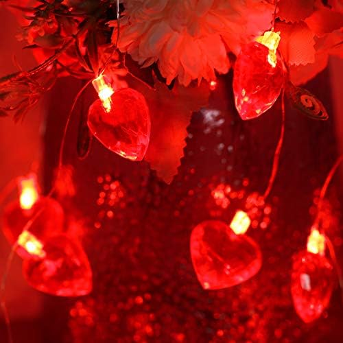 Weiding Crveno svjetlo za srce, 30 LED 10 ft baterija operirano twinkle zatvorenim vanjskim ukrasnim svjetlima za kućnu spavaću sobu