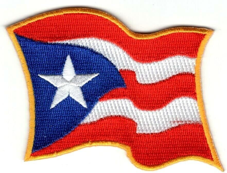 Portoriko mahanje zastavom zlatna granica 3 Željezo na flasteru vezeni
