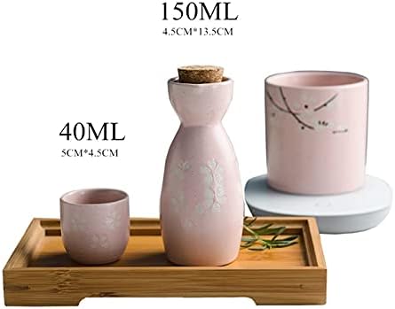 Wybw japanski sake izolirani lonac 1 lonac 4 šalice keramičkog vinskog pribora za cvjetanje cvijeta sake lonac žuta vinska čaša mala