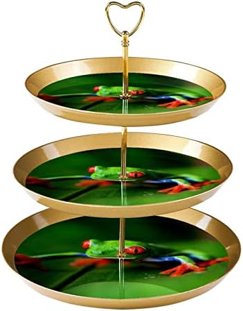 Držač za stalak za kolače plastični stalak za desert stalak za tortu 3 sloja za posluživanje stalak za prikaz, životinjska zelena žaba