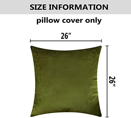 Domaći sjajni baršunasti euro sramoti veliki jastuk pokriva jastuk za kauč spavaće sobe, set od 2, 26 x 26 inča, avokado zelena