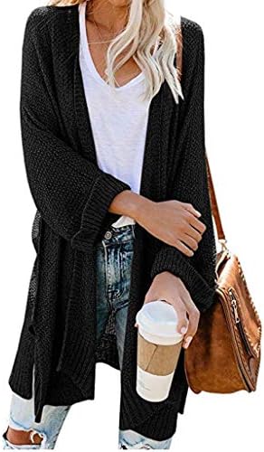 COKUERA ženska trendovska pletena pletena srednjeg roda Cardigan Elasty Solid Color Open prednji kauzalni labavi kaput od džempera