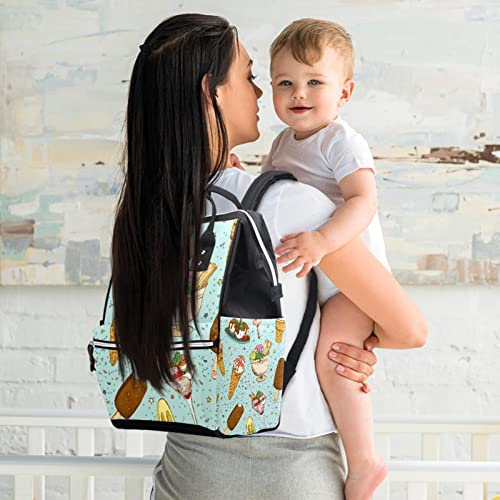 Šareni ručno nacrtani sladoled pelena torbe za torbe mame ruksak veliki kapacitet za pelene torbe za njegu za njegu bebe