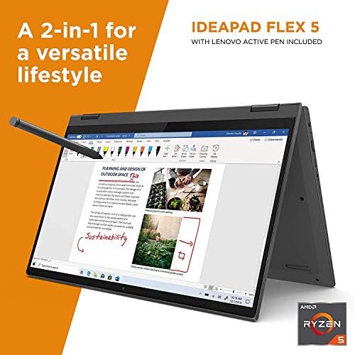 Lenovo laptop 2023 IdeaPad Flex5 od 14-inčni zaslon osjetljiv na dodir FHD IPS 2-u-1 6-core procesor AMD Ryzen 5 4500U 16 GB DDR4 1