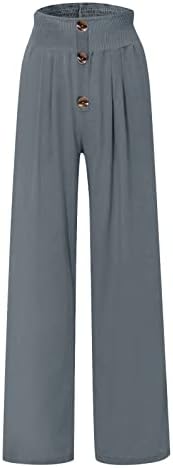 HDZWW Žene visoke hlače Gumb Yoga hlače Palazzo Slaki za žene povremene trenirke Čvrste hlače udobne hlače
