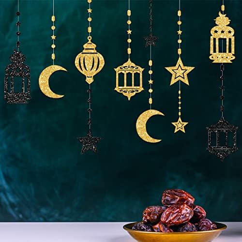 12 PCS Ramadan Garland Eid Decorator Streamer, Ramadan Mubarak Party Banner, pozadina Star Moon Lantern Streamer Shining Viseći zidni