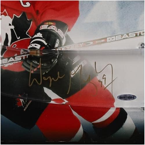 Wayne Gretzky Kanada Olimpijski tim uokviren hokejskom štapom s autogramom s 28 x 24 ledena fotografija - ograničeno izdanje 99 - Gornja