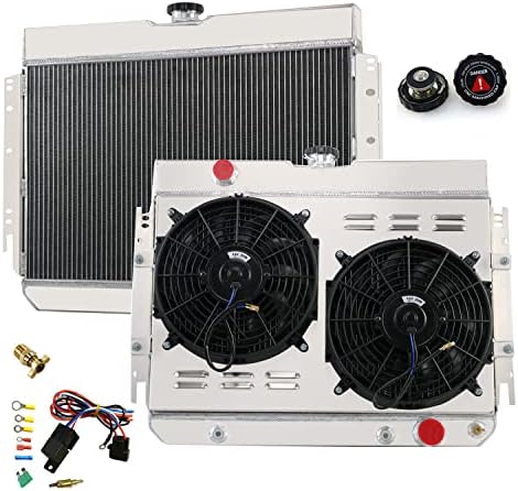 OzCoolingParts 3-redni potpuno aluminijski radijator CU289 + 2 x 12 ventilator s pokriti sjenila + Kit termostata za 1963-1968 1964