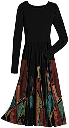 Dopocq haljine za žene 2023 Spring Crewneck Kratki/dugi rukav tisak koji teče haljinu dužine koljena s džepovima