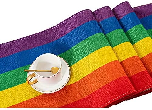 Znajte mi LGBT Gay Pride Day Rainbow Table Runner - Rainbow Stripes Dekoracije za LGBT gay lezbijsku gay paradu događaj kući za blagovaonicu
