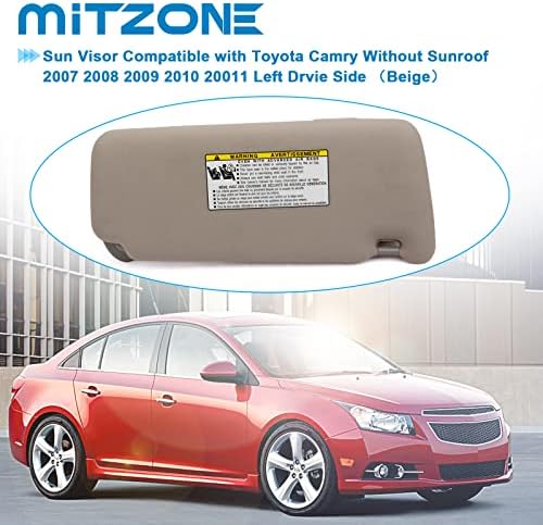Mitzone Sun vizir kompatibilan s Toyota Camry bez Sunroof 2007 2008 2008 2011 2011 LIJEVE DRVIE SIDE （BEIGE）