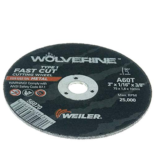 Weiler 56070 3 x 1/16 Wolverine tipa 1 kotač za rezanje, A60T, 3/8 A.H.