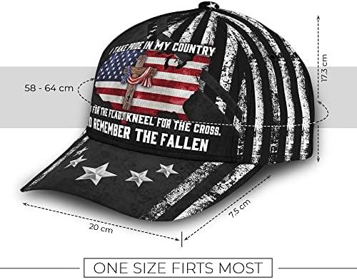 Ponosan sam na svoju zemlju za zastavu Klekni za križ i sjećam se Fallen Cross American Flag 3d bejzbol šešir