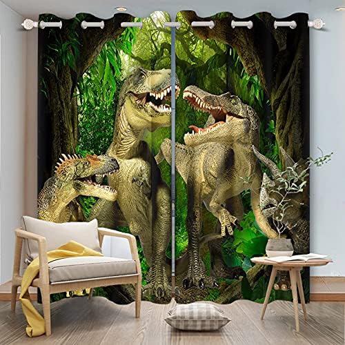 Renaiss tirannosaurus rex prozori zavjese dinosaur triceratops tretmani prozorskih tretmana jurske krede zatamnjene zavjere za djecu