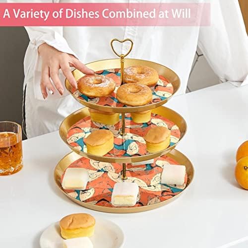 3-sloj postolje za cupcake bešavne lisice uzorak zabavni poslužitelj hrane za prikaz ploča s voćnim desertom ukrašavanje za vjenčanje,