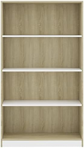 Vidaxl četveroslojni ormar za knjige White and Sonoma Oak 31.5 x9.4 x55.9