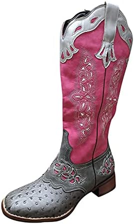 Masbird Cowgirl čizme za djevojčice izvezene moderne zapadne kaubojske čizme1279 ružičasta