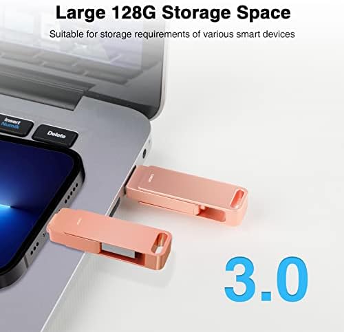 3 u 1 128 GB Flash pogon za USB 3.0 Photo Stick, Super brzi pogon palca podržava iOS/Android/Windows/Mac OS, čitanje brzine do 80MB/s,