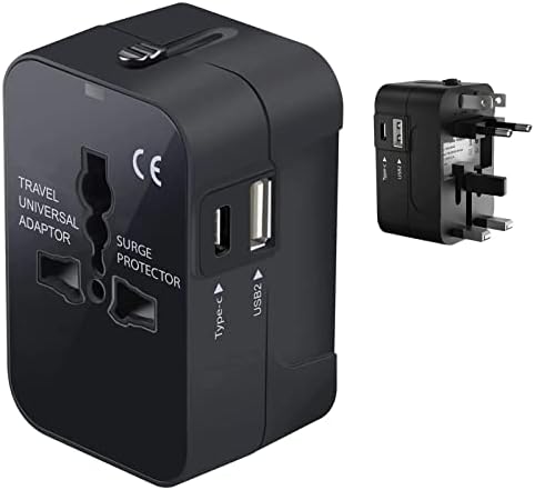 Travel USB Plus International Power Adapter kompatibilan s Google Pixel XL 2 za svjetsku energiju za 3 uređaja USB Typec, USB-A za
