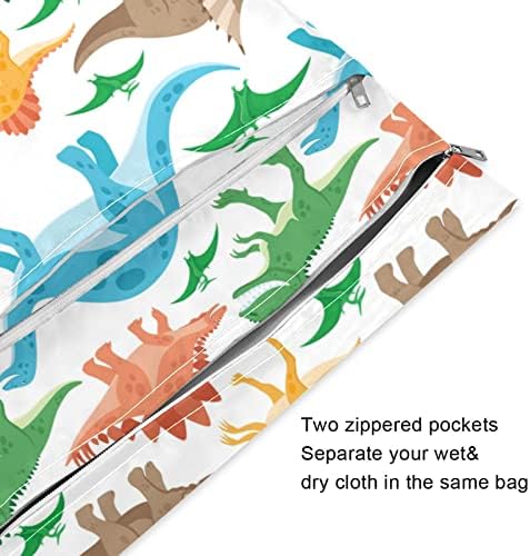 Huxino vodootporna mokri suhe torbe Slatki dinosauri dino uzorci, dječja dječja pelena pelena mokre vrećice Organizator vrećice za