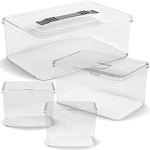 Prozirni plastični spremnici za kućne potrepštine za kupnju-set od 4 velika, srednja i mala spremnika za pohranu hladnjaka, količina