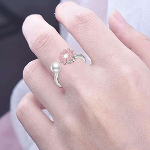 Vjenčani i zaručnički prstenovi za žene sterling srebro anksiozni prsten za žene podesivi otvoreni kubični cirkonijski prsten