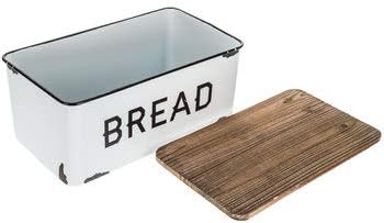 Dekoracija kuhinjskog spremnika za kruh od bijele cakline