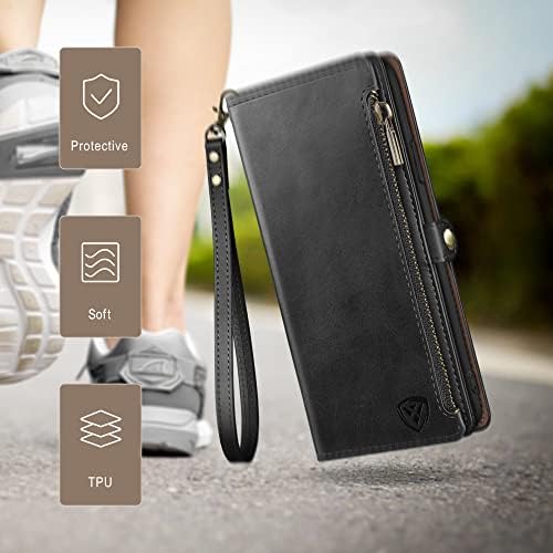 XcaseBar za Samsung Galaxy A12 5G torbica-novčanik na munje 【Zaključavanje RFID】 Nositelj kreditne kartice, flip-imenik-folio torbica