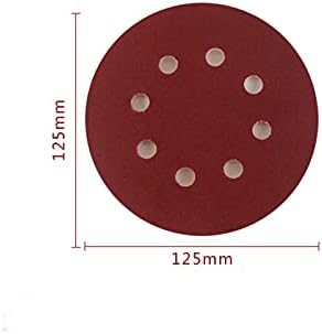 Drveni metalni poliranje brusnog papira 20 5 125 mm okrugli brusni papir s osam rupa s rupama s rupama, grubi pijesak 40-2000 kuka