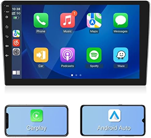 Android car stereo dvostruki din s bežičnim carplay android automat, 9-inčni zaslon osjetljiv na dodir podržava GPS navigaciju, wifi,