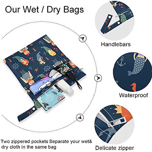 crtana torba za mokre stvari od 2 komada s džepovima s patentnim zatvaračem, periva višekratna prostrana torba za pelene za putovanja,