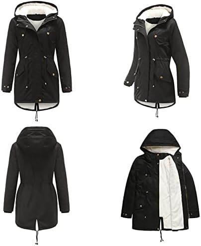 Ndvyxx ženske zimske kapute s kapuljačama s kapuljačama od kaputa, obložena topla dugačka zimska jakna s džepovima