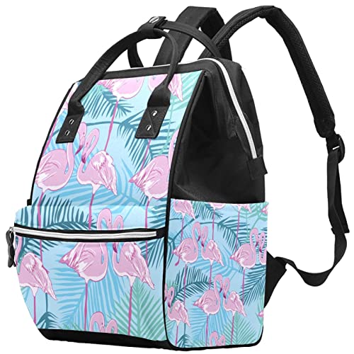 Ružičasti flamingos zelena šuma lišće pelene torbe torbe mame ruksak veliki kapacitet pelena torbe za njegu putničke torba za njegu