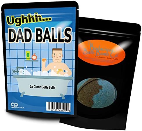 Tata kuglice bombe bombe - smiješni tata u dizajnu kupelji - XL Bath Fizzers za muškarce - crni i plavi mramorni, ručno izrađeni, 2