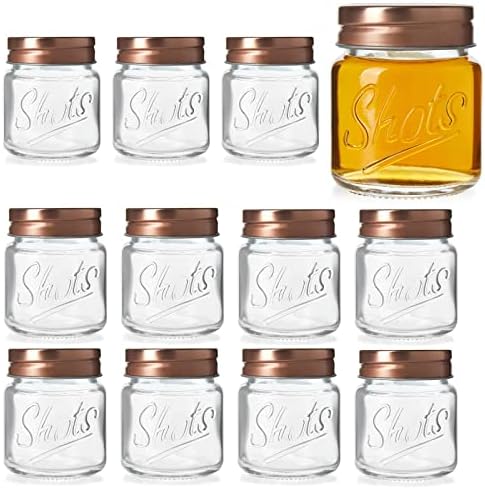 12 pakiranja Mini čaša s poklopcima, čaše za rasuti teret od 2 unce za đumbir, sokove, shakeove, domaće umake, med, džemove, preljeve