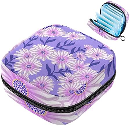 Ljubičaste cvjetne torbe za sanitarne salvete, menstrualna čaša za torbicu za njegu za žene tinejdžerice, mini ženstvena torba