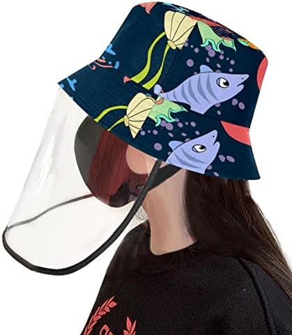 Zaštitni šešir za odrasle sa štitom za lice, ribarska šešir protiv sunca, kapica morske životinje crtane meduze Scallop ribe