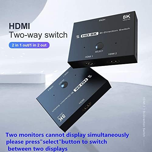 CabledEconn HDMI 2.1 Ultra 8k HD dvosmjerni prekidač 8K@60Hz 4K@120Hz 1in 2OUT 2IN 1OUT PERKERTER SPITTER VELIKI BEZ 48GBPS s jednim