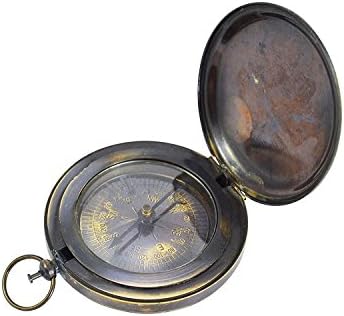 Parijat Handraft 2.5 Antički mesingani kompas kompas kompas najbolji poklon ideje usmjereni magnetski kompas za navigaciju/gumb džep