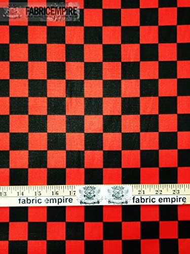 Crno-crvena karirana tkanina s printom od polikotona / široka 60 inča / prodaje se u dvorištu