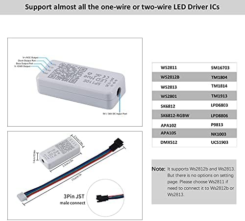 SP110 LED Hue WS2812B kontroler, 4-pack SP110E LED Bluetooth WS2811 kontroler 5-24V, iOS/Android App Bežični daljinski upravljač za