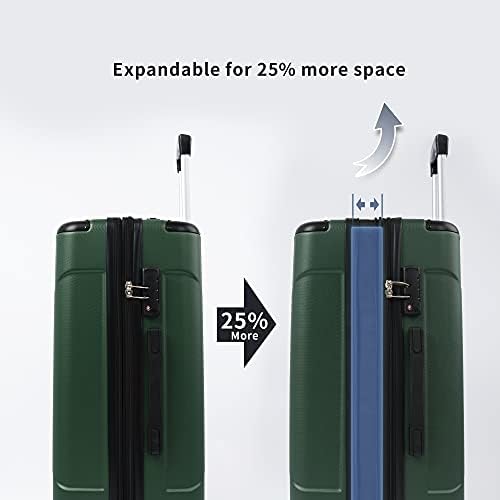 Setovi za prtljagu za muškarce i žene, Proširivi Set za prtljagu od 3 komada za ručnu prtljagu za muškarce i žene, zeleni