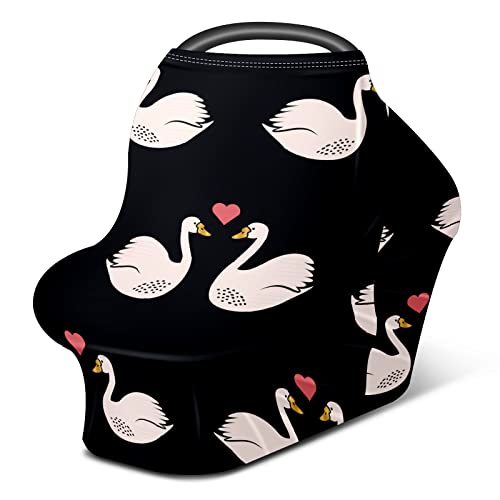 Dječje autosjedalice prekrivaju slatke labudove par ljubavi Valentinovi za njegu za njegu dojenja šal za kolica za bebe za bebe višenamjenski