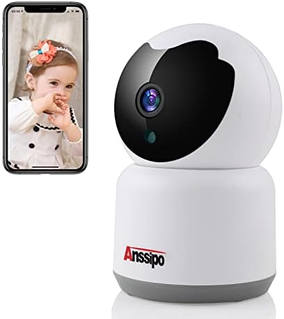 Anssipo zatvoreni wifi sigurnosna kamera monitor za bebe, 5MP HD PTZ pametni kućni nadzor IP kamera 360 ° prikaz s dvosmjernim zvukom,