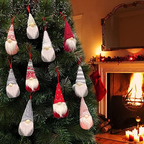 Turnmeon set od 10 gnoma božićno drvce Viseći gnomi ukrasi, božićni ukrasi Skandinavski švedski plišani gnomi Santa Elf lutka za ukrasi