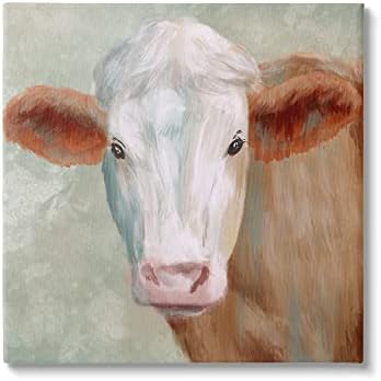 Slatka smeđa i bijela farmska krava mumbo gleda sliku Izbliza, koju je dizajnirao Marcus Prime